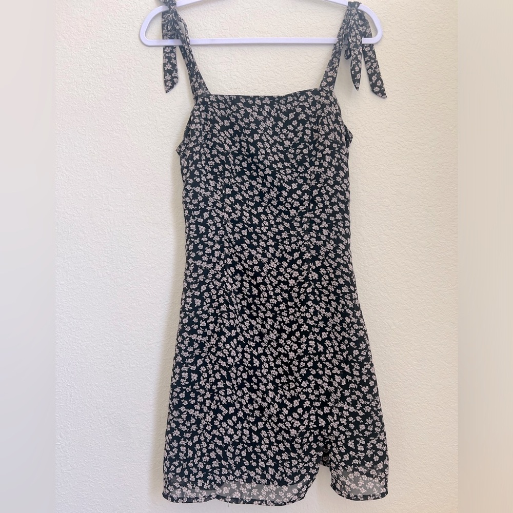 Black + Pink Floral XS Dress with Bows